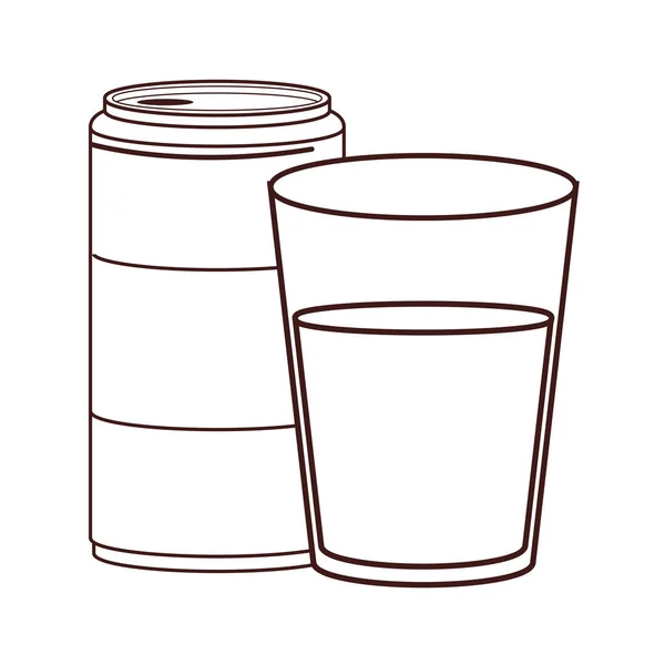 Canette de soda et verre d'eau — Image vectorielle