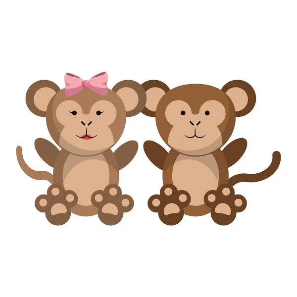 Couple d'animaux mignons — Image vectorielle