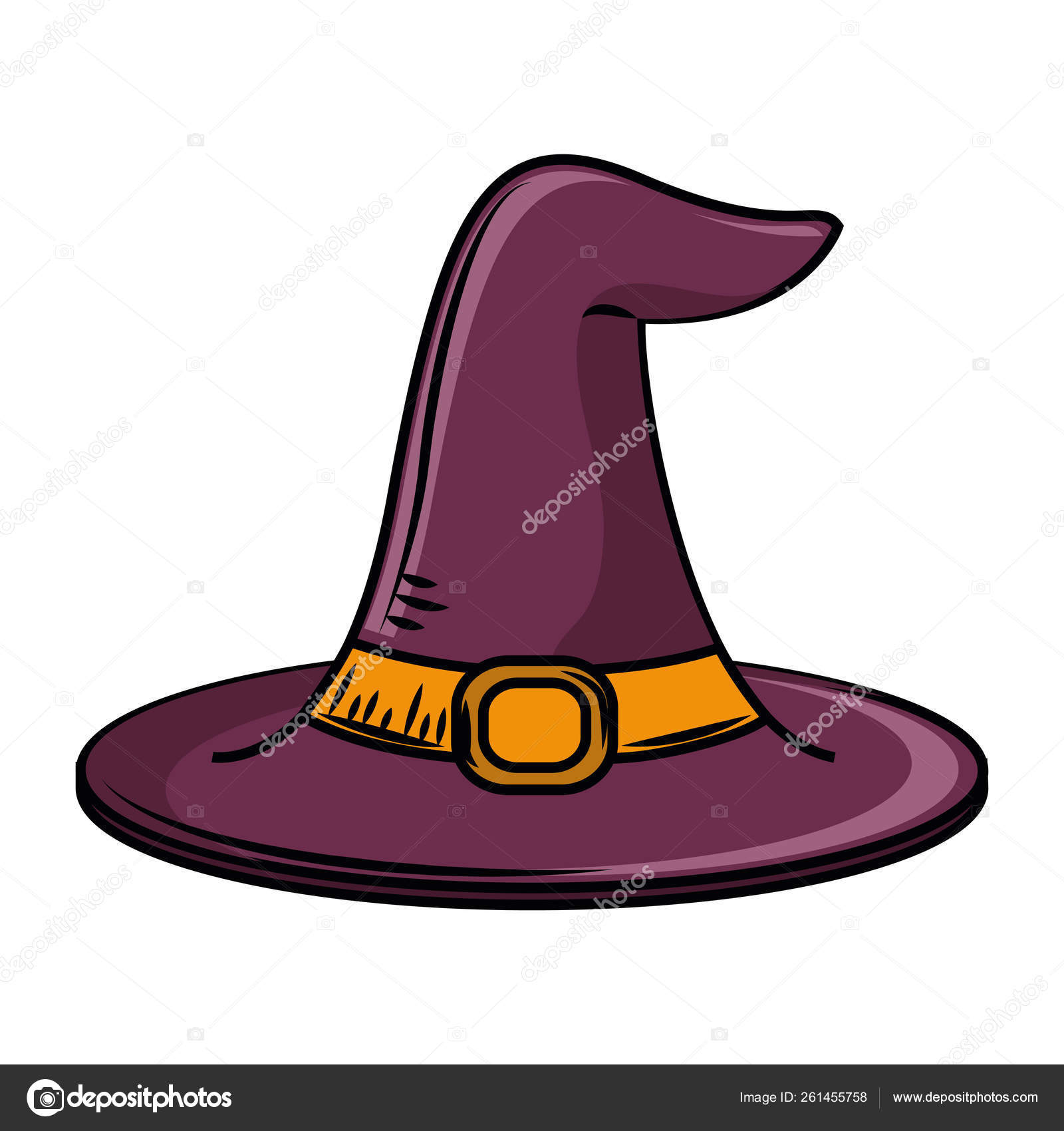 Ícone de halloween de chapéu de bruxa listrado de desenho animado