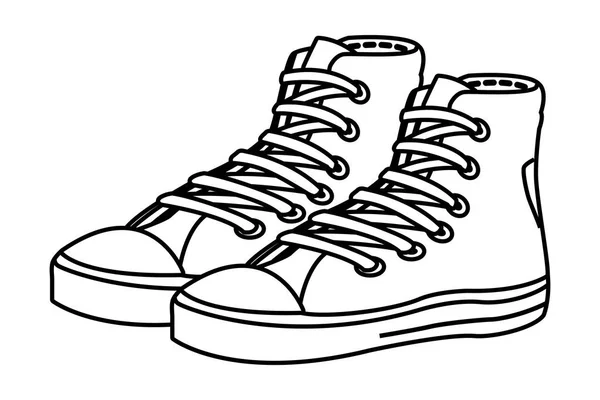 Spor ayakkabı simgesi siyah ve beyaz çifti — Stok Vektör