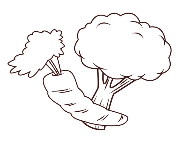 Wortel en broccoli — Stockvector