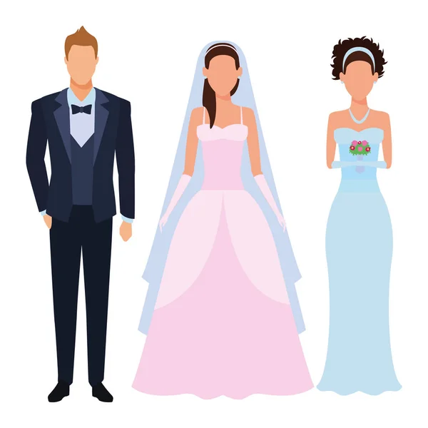 Pessoas vestidas para casamento —  Vetores de Stock