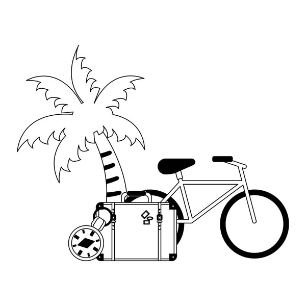 Concept vacances et voyage en noir et blanc — Image vectorielle