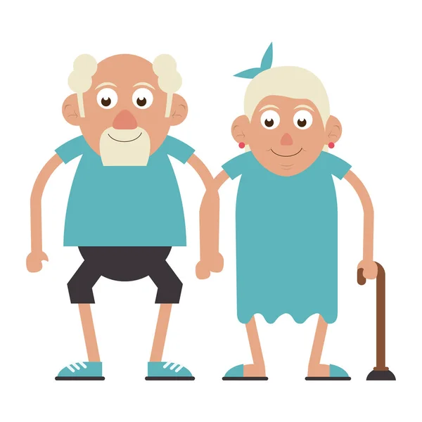 Ancianos pareja abuelos — Vector de stock