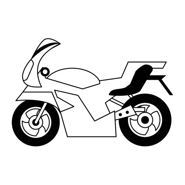 Vehículo de motocicleta aislado en blanco y negro — Vector de stock