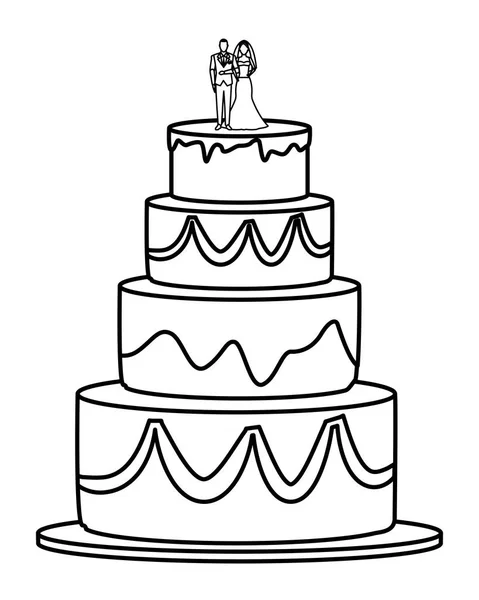 Ícone bolo de casamento preto e branco —  Vetores de Stock