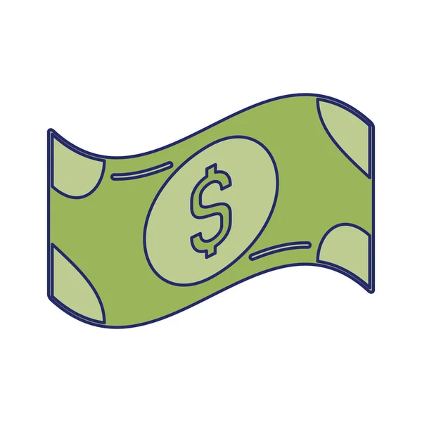 Metodo di pagamento banconote isolate linee blu — Vettoriale Stock