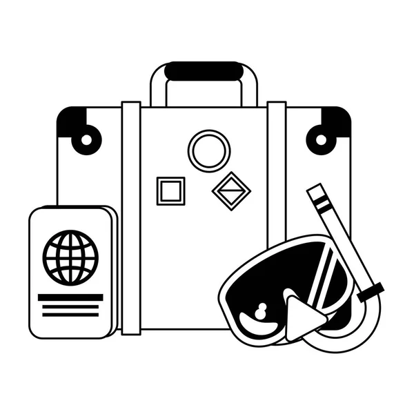 Vacaciones y viajes en blanco y negro — Vector de stock