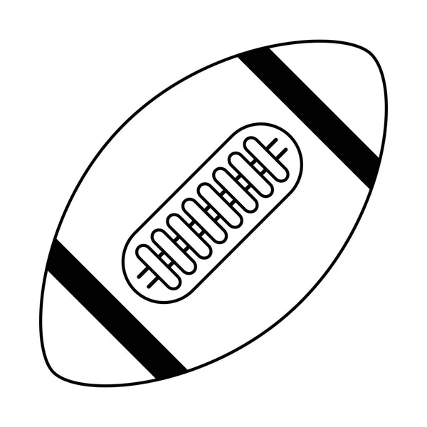 Deporte de pelota de fútbol americano aislado en blanco y negro — Vector de stock
