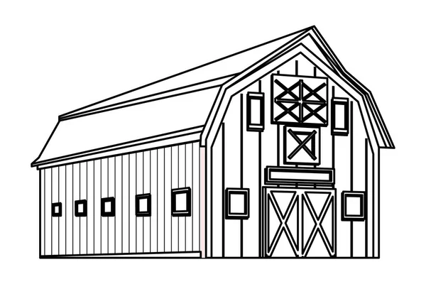 헛간 아이콘 만화 흑백 — 스톡 벡터