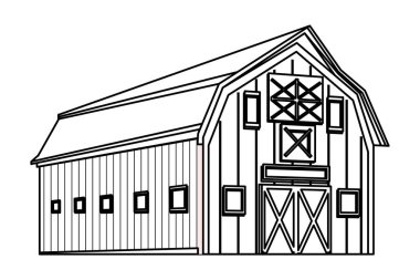 ahır simgesi karikatür siyah beyaz