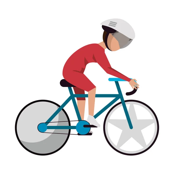 Ciclista en bicicleta avatar aislado — Vector de stock