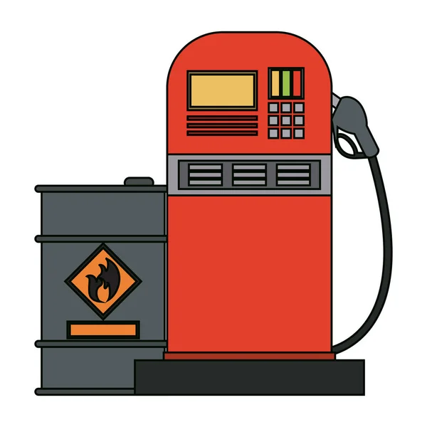Barril de petróleo e posto de gasolina —  Vetores de Stock