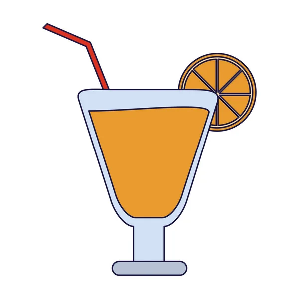 Cocktail mit Zitrone und Strohbecher — Stockvektor