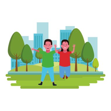 İki çocuk çizgi film gülümseyen