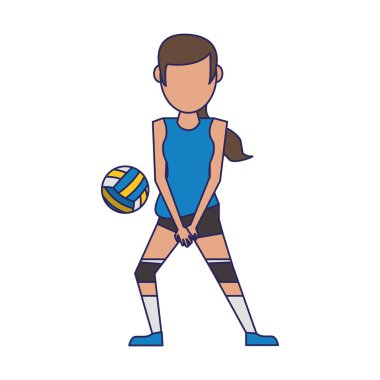 Voleyball oyuncu topu avatar mavi çizgiler ile