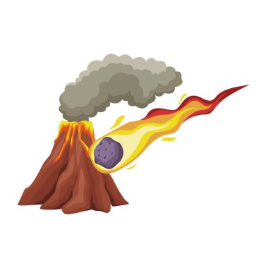 Lav ve meteor karikatür ile Vulcano
