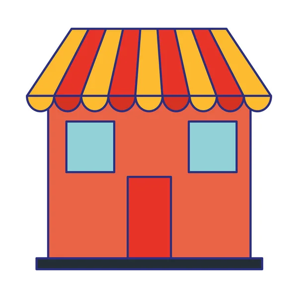 Negozio negozio edificio simbolo blu linee — Vettoriale Stock