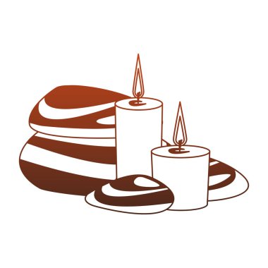 Taşlar kırmızı çizgiler ile Spa mumlar