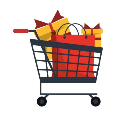 Alışveriş çantası ve sepette hediyeler