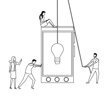 İş arkadaşları ekip çalışması karikatür siyah ve