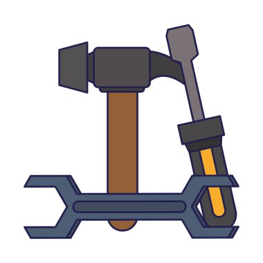 Onarım ve inşaat mavi hatları için çeşitli araçlar