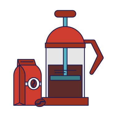 Manuel kahve makinesi kahve dükkanı ekipmanları mavi çizgiler