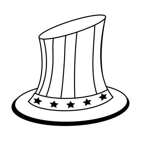 Θείος Sam Ηνωμένες Πολιτείες καπέλο πατριωτική απομονωμένη σε μαύρο και άσπρο — Διανυσματικό Αρχείο