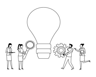 İş arkadaşları ekip çalışması karikatür siyah ve