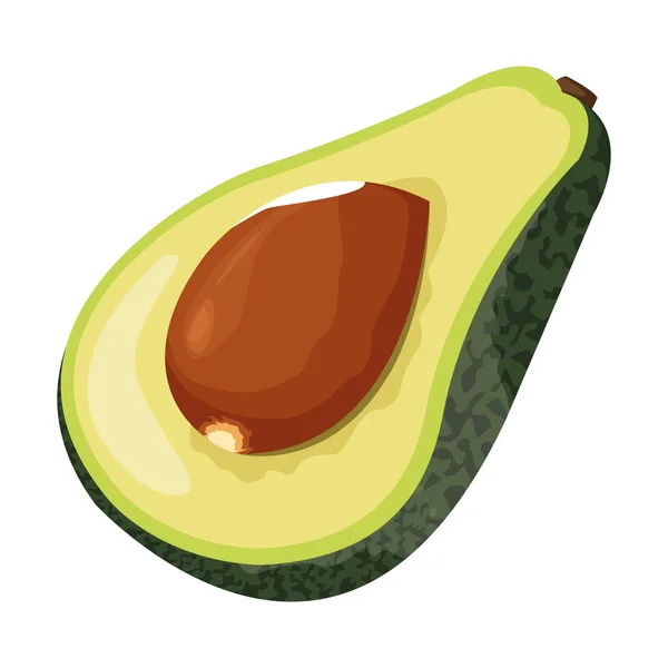 Mezzo avocado icona cartone animato — Vettoriale Stock