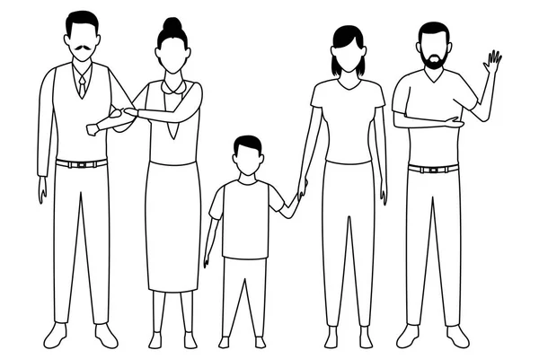 Familjen avatar tecknad figur — Stock vektor
