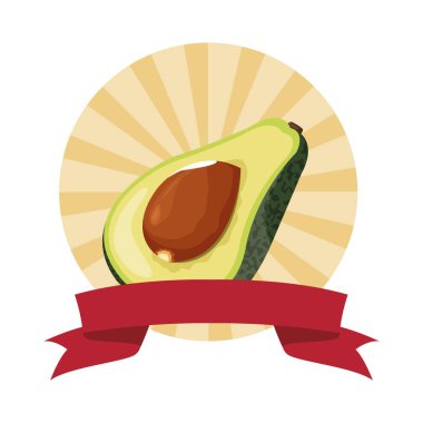 yarım avokado simgesi karikatür yuvarlak simgesi