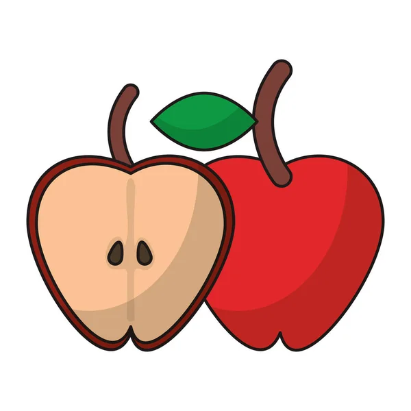 Apfel gesunde Nahrung Obst isoliert — Stockvektor