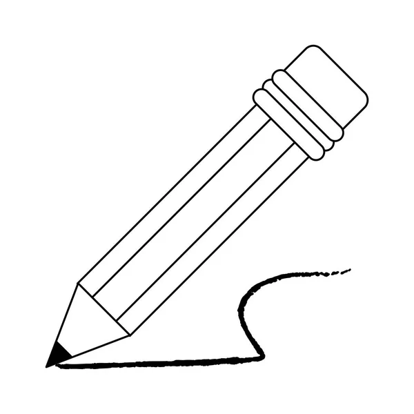Bleistift Schreiben isoliertes Symbol schwarz und weiß — Stockvektor