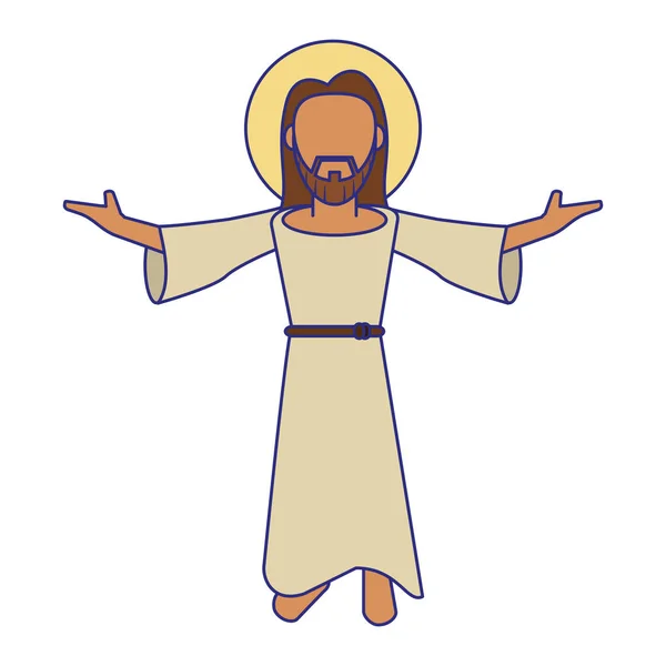 Jesuschrist man cartoon blue lines faceless — Stock Vector