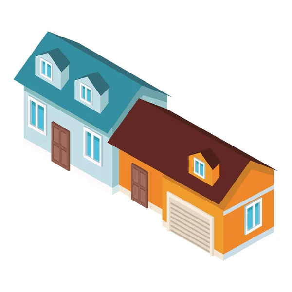 Casas bienes raíces isométrica — Vector de stock