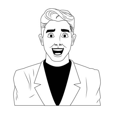 İşadamı pop sanat karikatür siyah beyaz