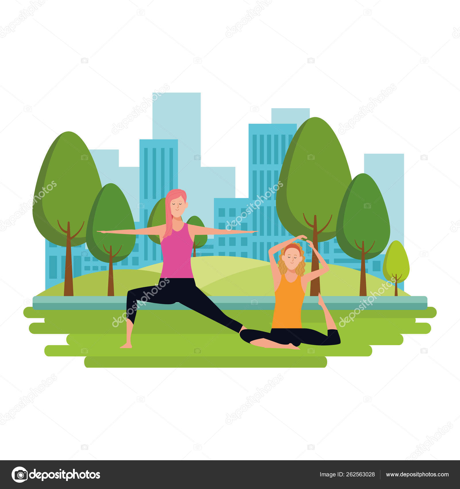 Mujeres Yoga poses vector, gráfico vectorial © jemastock imagen #262563028