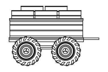 ahşap traktör römork siyah beyaz