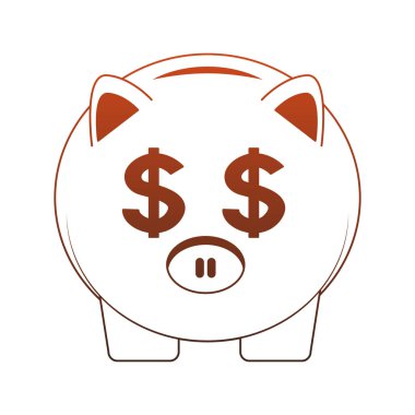 Domuz tasarruf sembolü kırmızı çizgiler