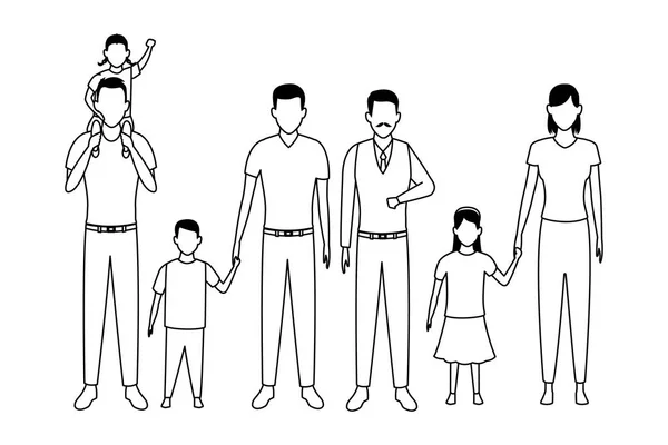 Famiglia avatar personaggio dei cartoni animati — Vettoriale Stock