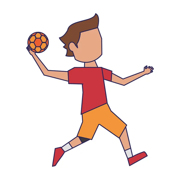 Jugador de balonmano con avatar bola líneas azules — Vector de stock