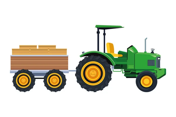Trator caminhão fazenda e reboque —  Vetores de Stock