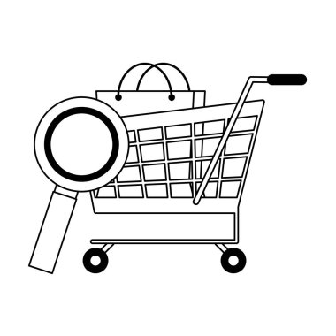 Online alışveriş ve ödeme siyah beyaz