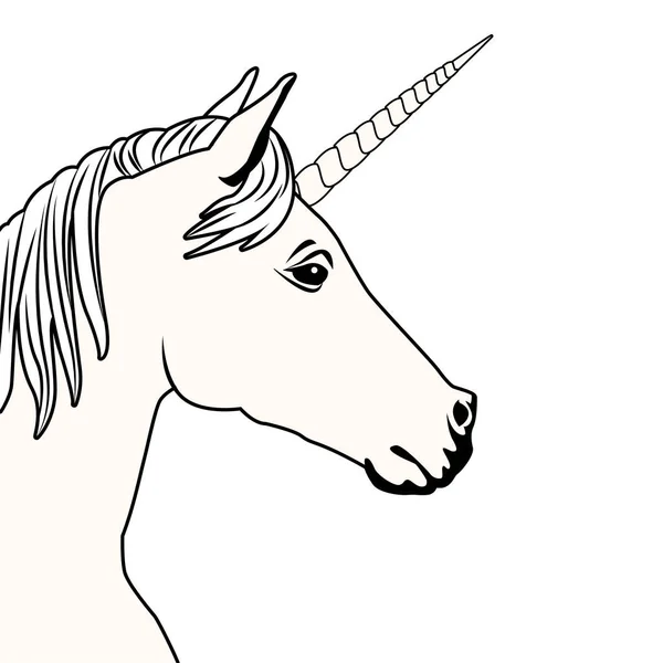 Icône licorne isolé noir et blanc — Image vectorielle