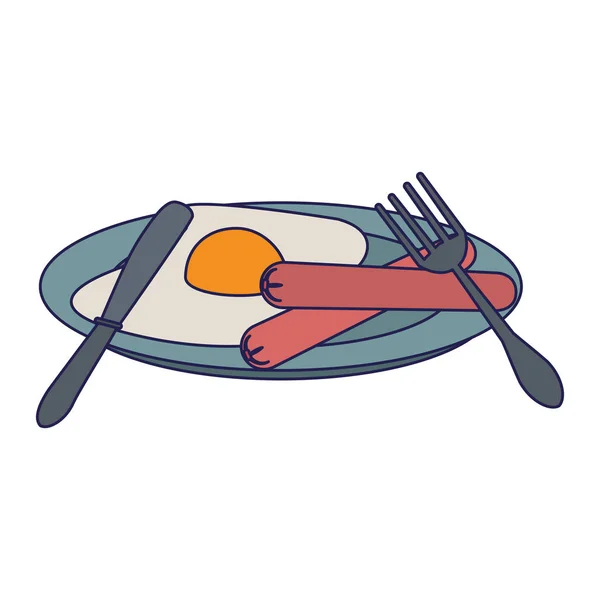 Amerikanisches Frühstück Essen blaue Linien — Stockvektor