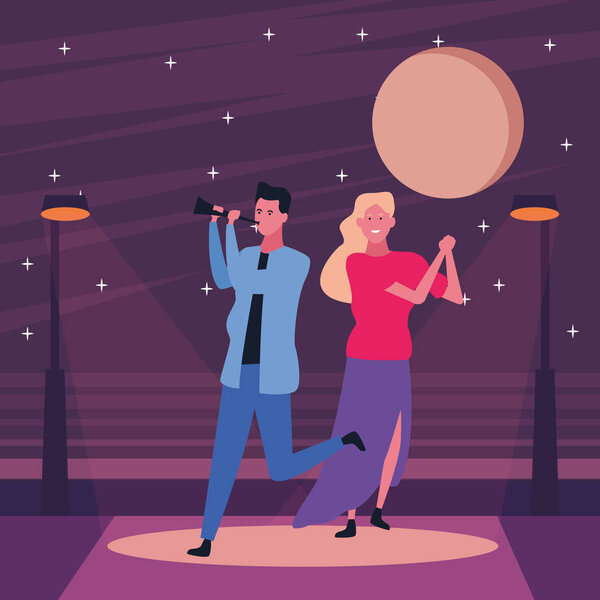 Couple having fun and dancing