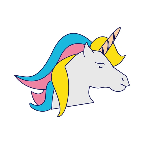 Unicornio fantasía caballo dibujos animados líneas azules — Archivo Imágenes Vectoriales