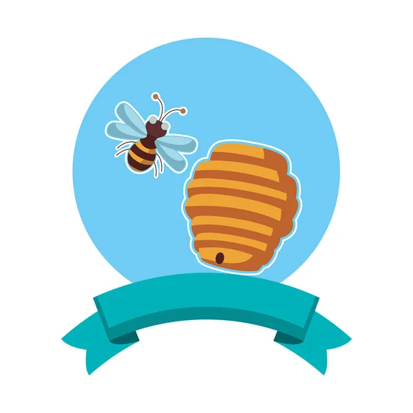 Honingraat en Bee cartoon — Stockvector