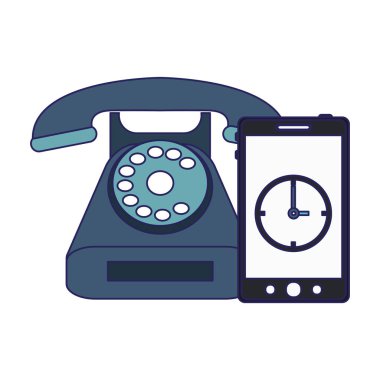 Vintage telefon çağrı merkezi mavi çizgiler